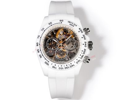 TW Factory Rolex Daytona 40*12.4mm Dandong 4802 Movement White Case White Rubber Band Watch